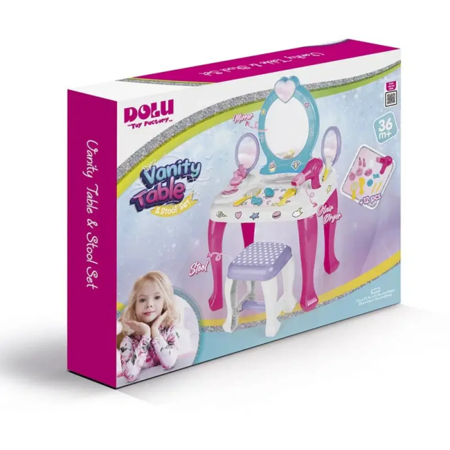 Dolu Unicorn Makyaj Masası Ve Tabure Seti