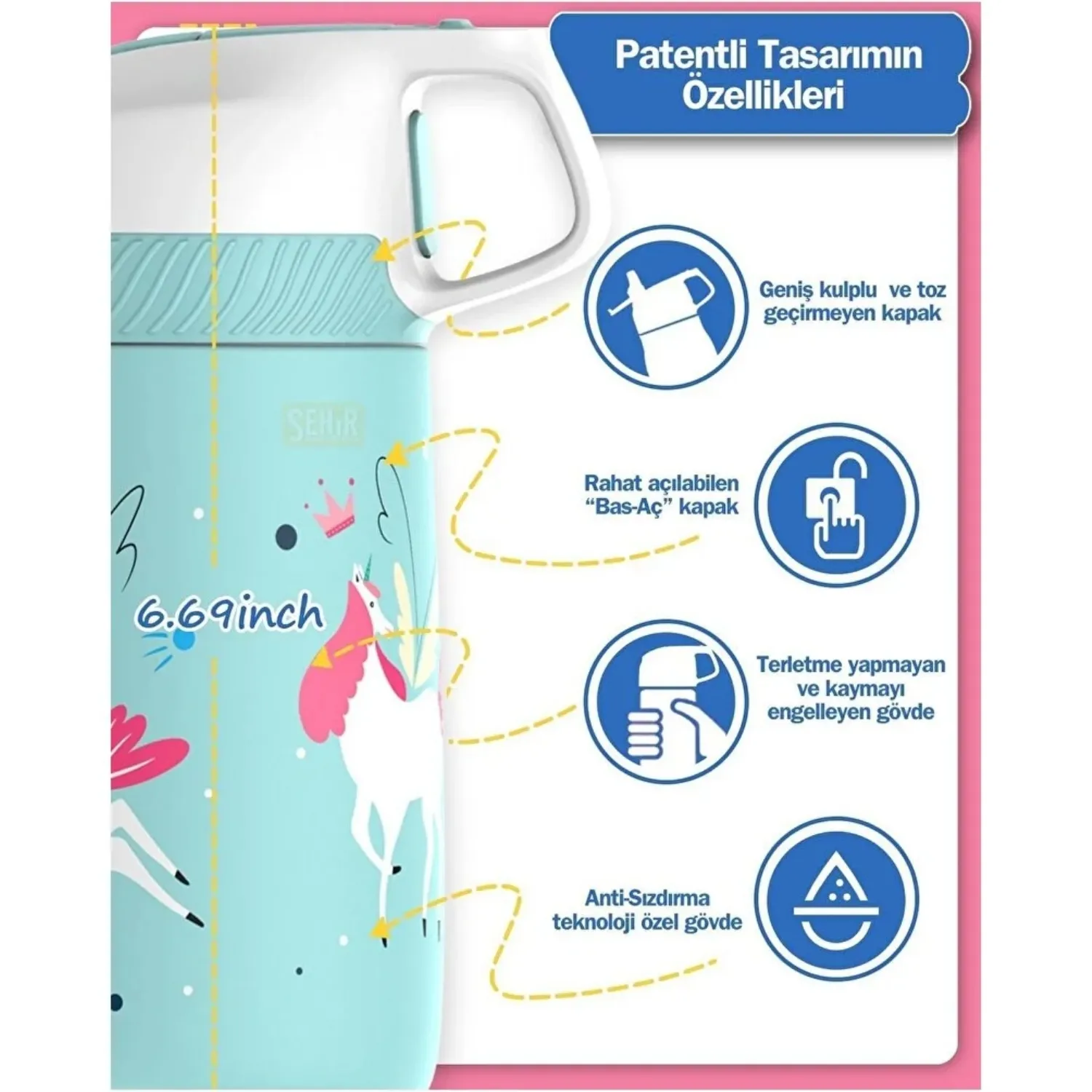 Vagonlife Çelik Termos 350 ml Pembe