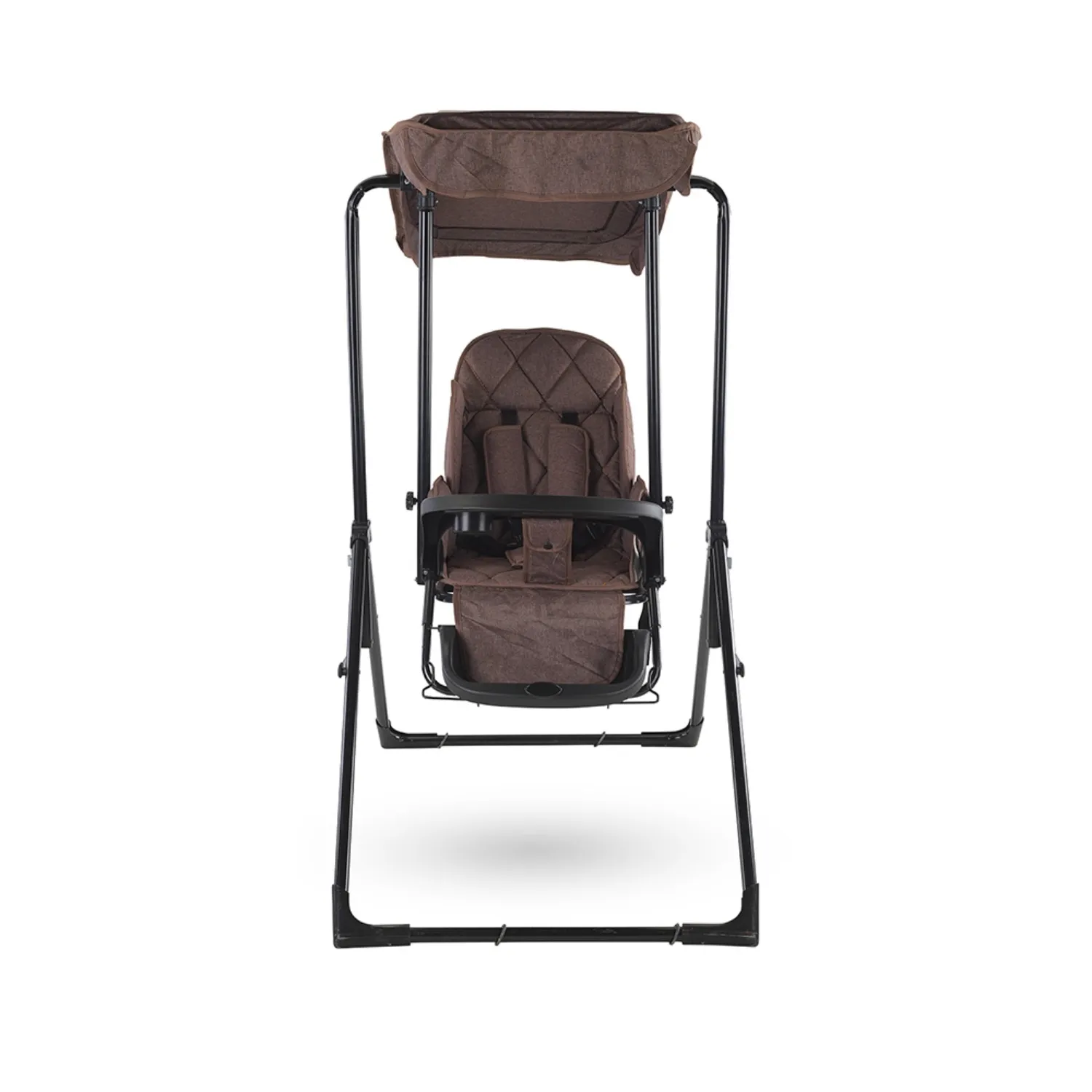 Babyhope Lüks Yatarlı Tepsili Salıncak Kırçıllı Kahverengi