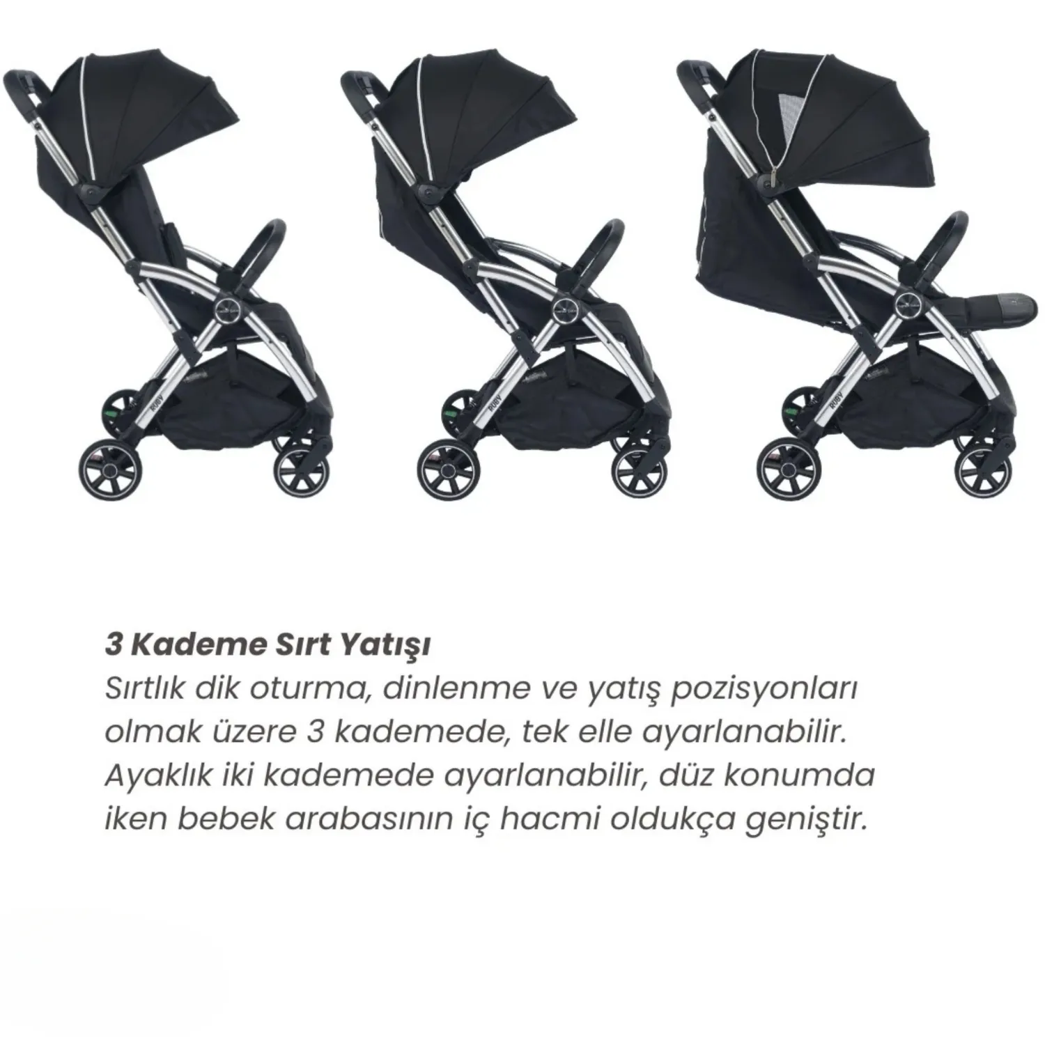 Merkür Bebe Ruby Kabin Bebek Arabası Siyah