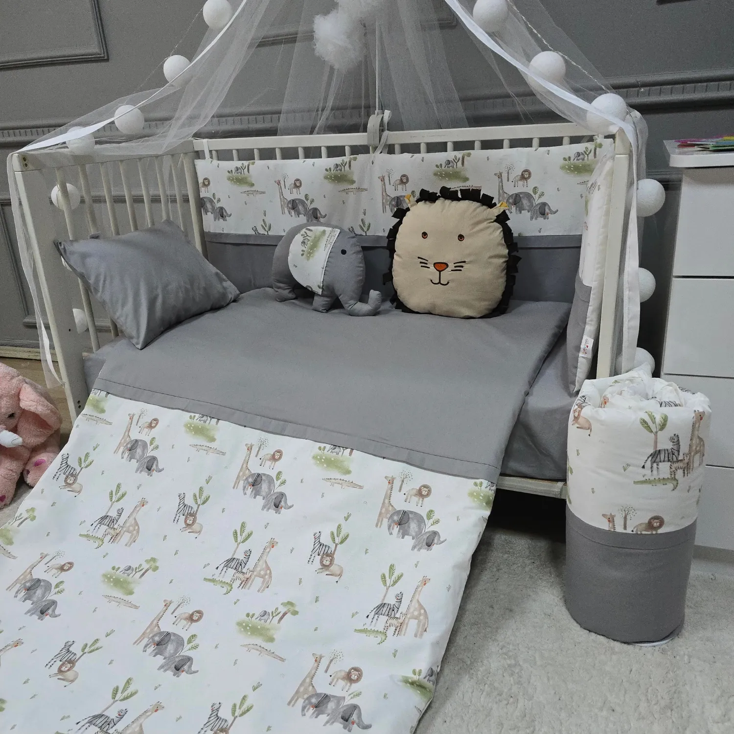 Yuar Baby Yan Duvarlı Beşik Uyku Seti Gri Amazon