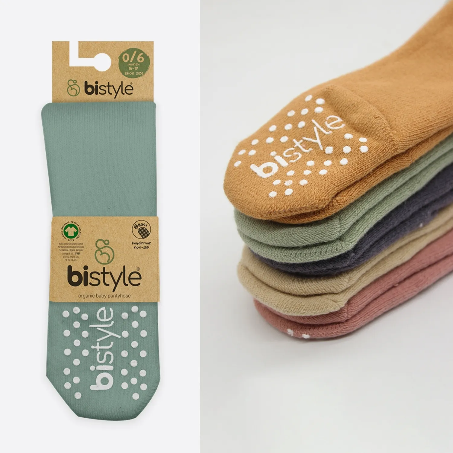 Bibaby Organik Çorap Soket Kaymaz Havlu Bistyle Nil