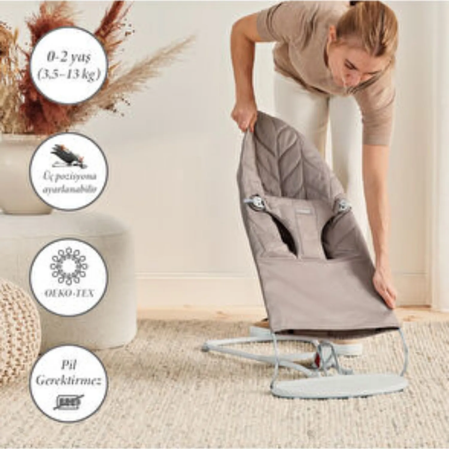 Babybjörn Bliss Ana Kucağı Petal Cotton Woven Sand Grey