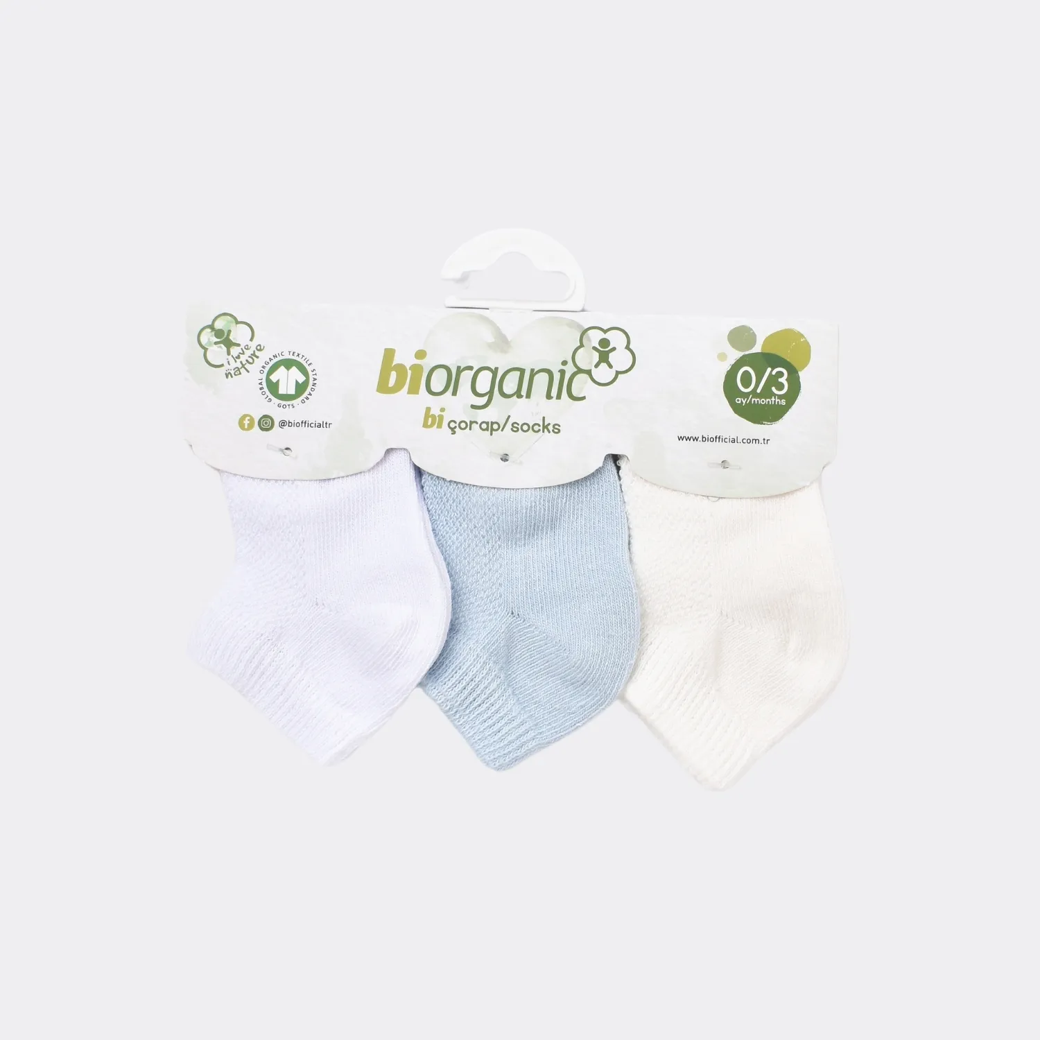 Bibaby Organik Çorap Soket 3lü Summer Mavi