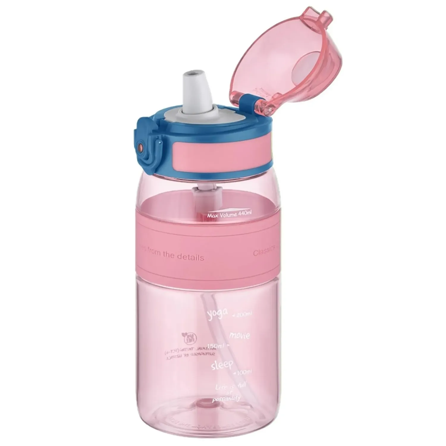 Uzspace Tritan Pipetli Suluk 440 ml Parlak Pembe