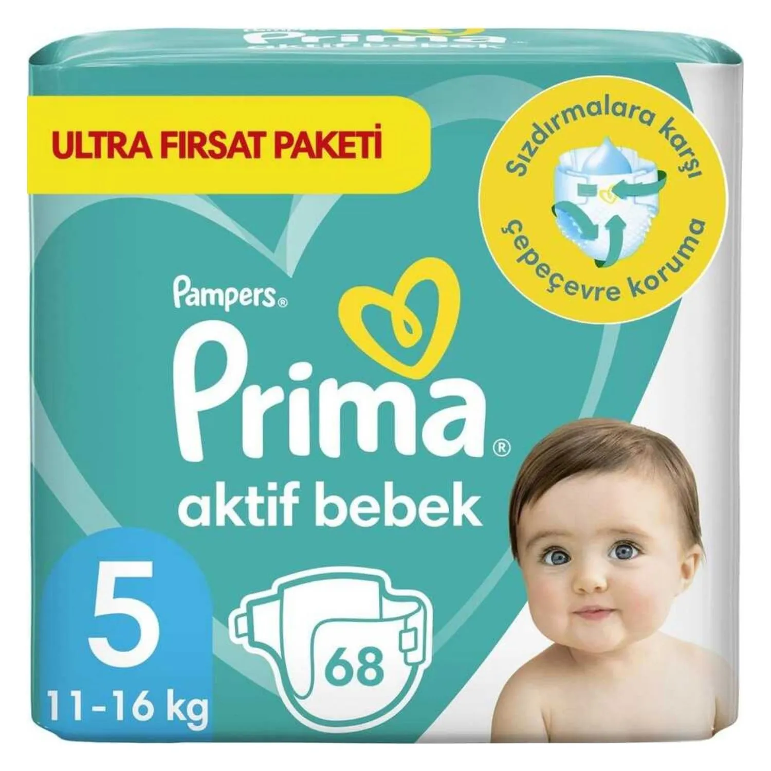 Prima Aktif Bebek Bezi 5 Beden Junior 11-16 Kg 68li Ultra Fırsat Paketi
