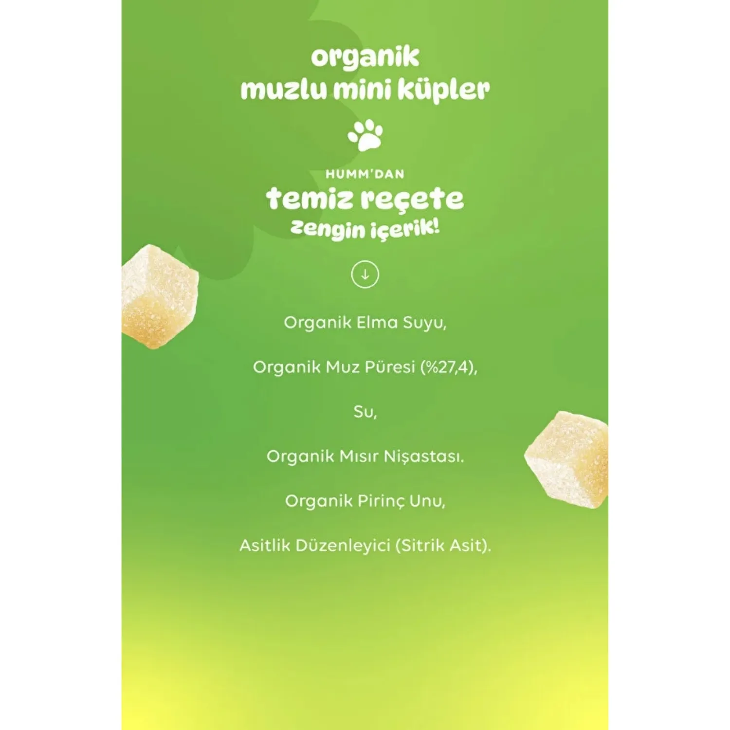 Humm Organik Glutensiz Vegan Muzlu Mini Küpler 30gr