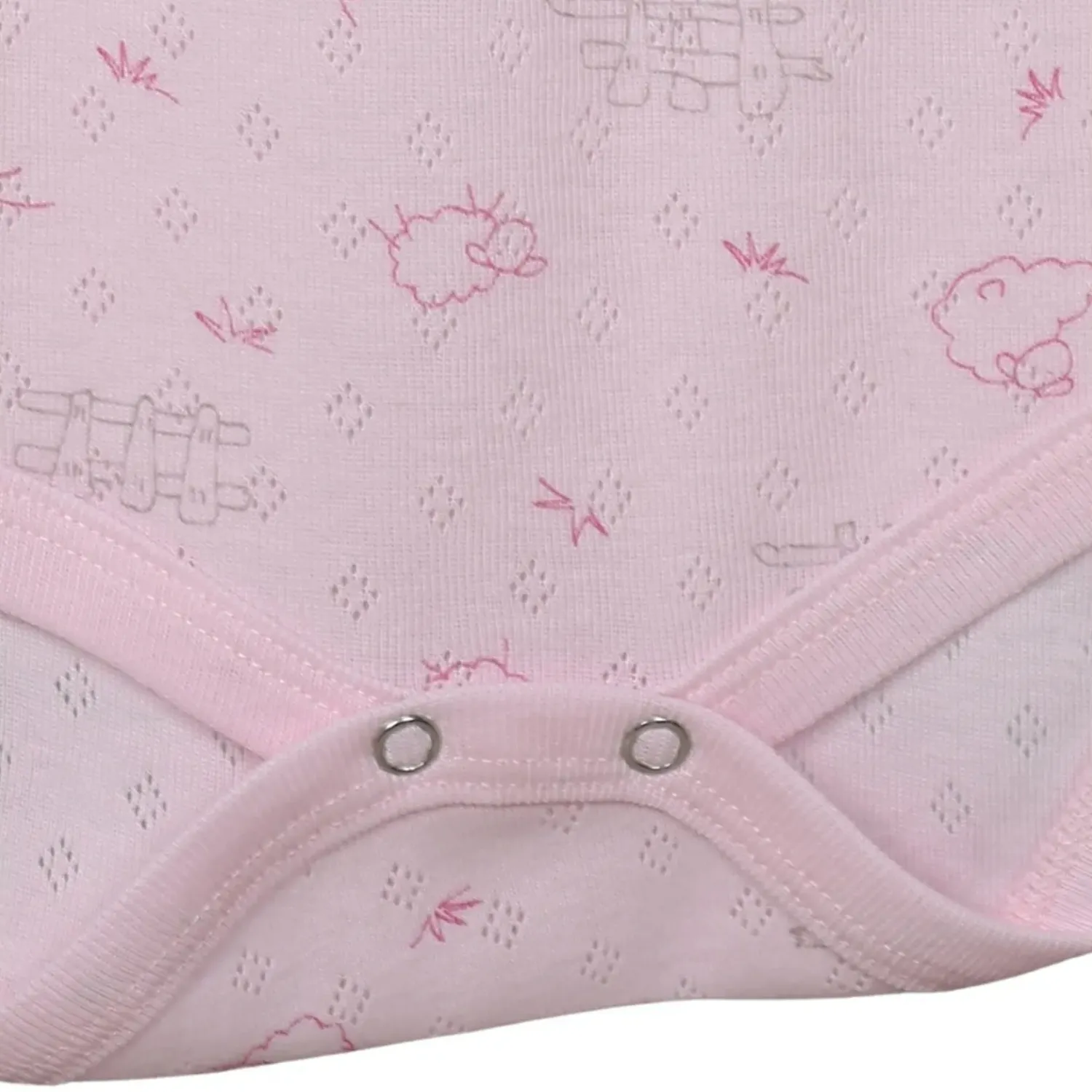 Hvc Bebek Atlet Body Jakarlı Pamuklu Kuzu Desenli Çıtçıtlı Zıbın Pembe 5'li Set Kız Bebek