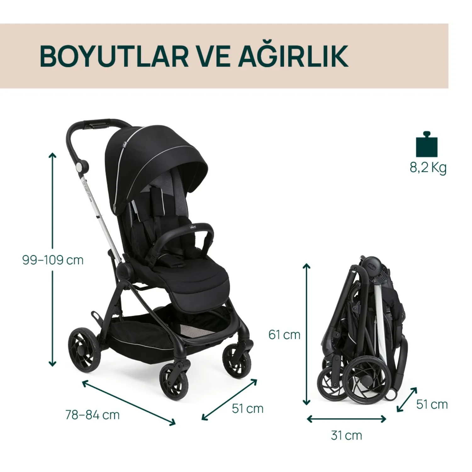 Chicco One4Ever Lounge Bebek Arabası Black Beauty