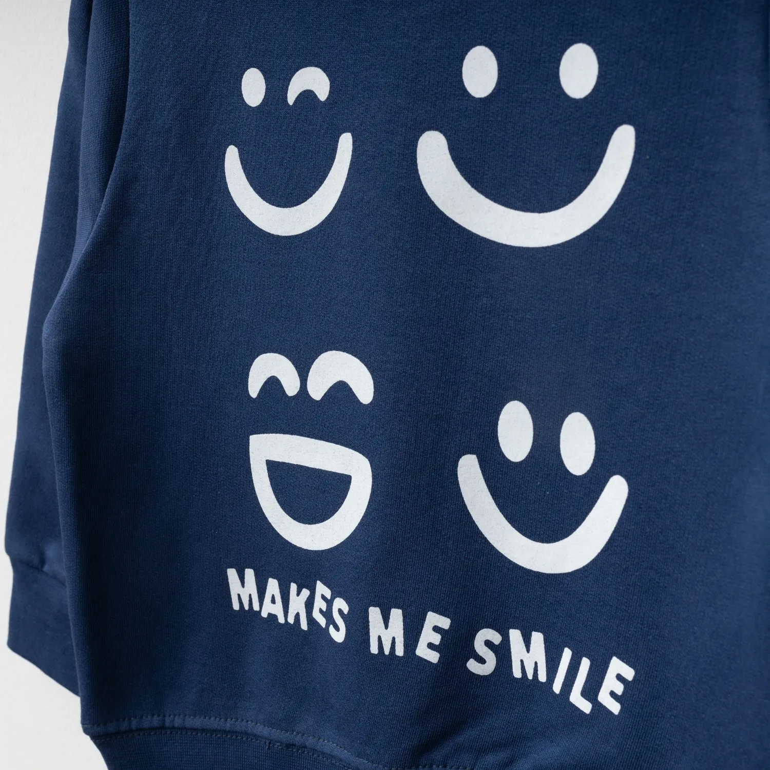Bebolly Sweatshirt Makes Me Smile Baskılı  Lacivert