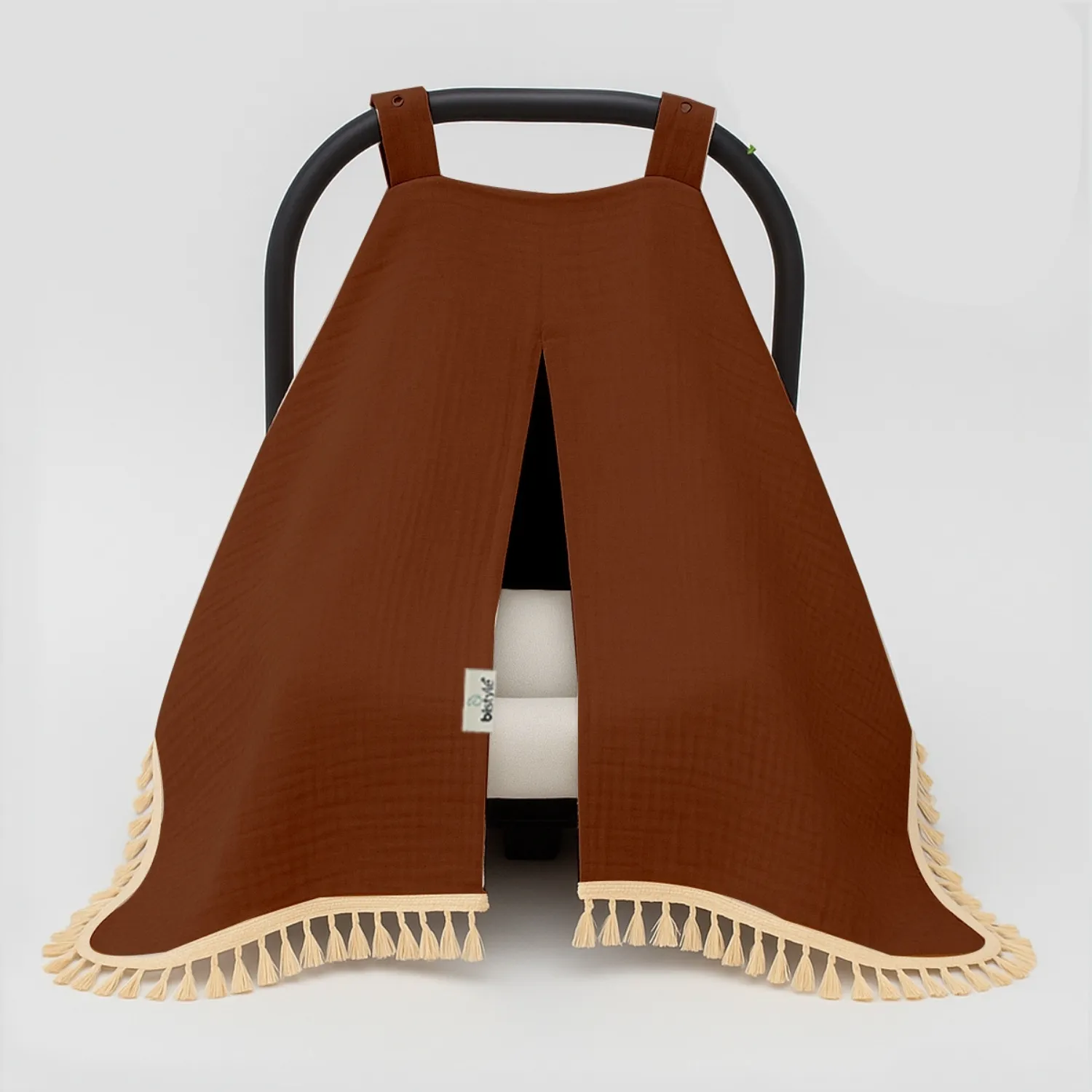 Bistyle Müslin Puset Yüz Örtüsü Püsküllü Kiremit Bistyle Müslin Puset Yüz Örtüsü Püsküllü Kiremit