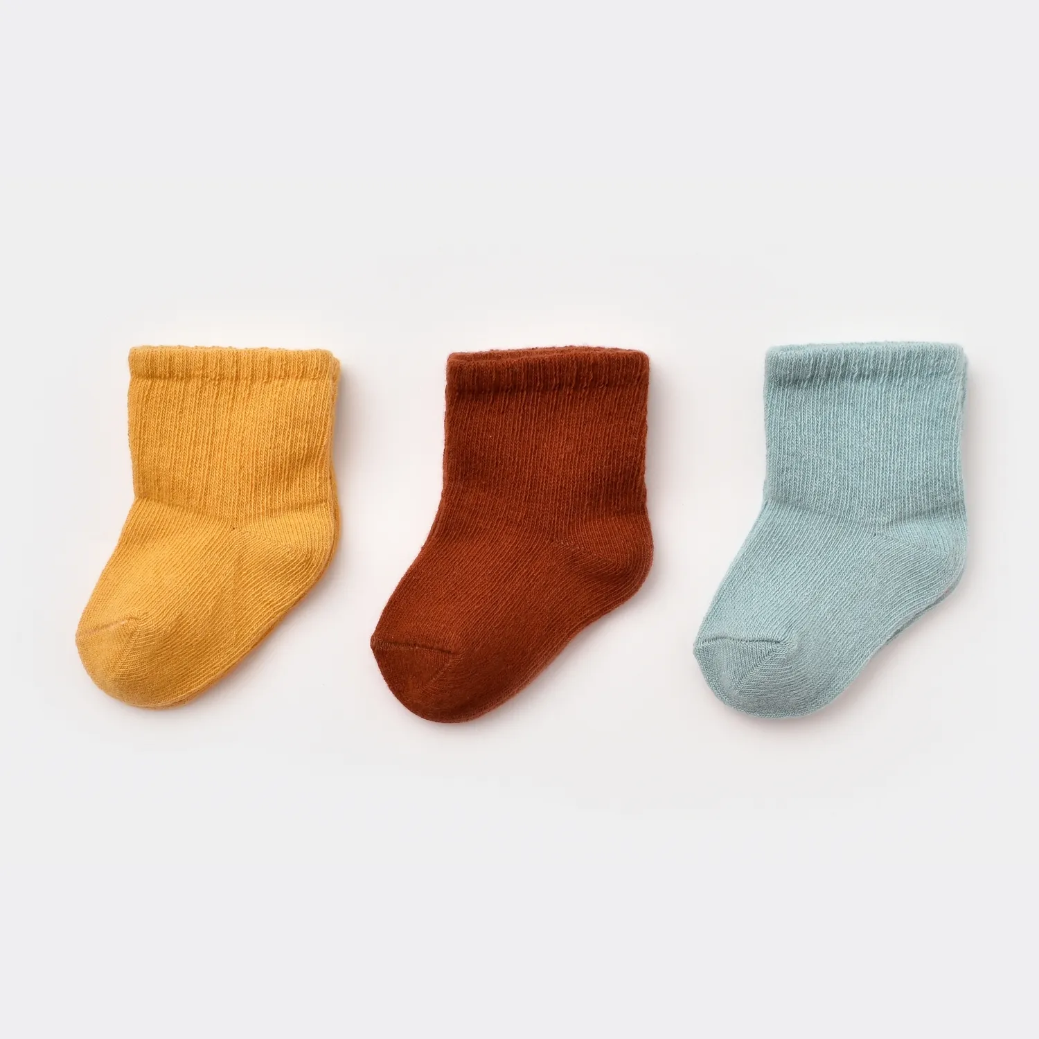 Bibaby Organik Çorap Soket 3lü Kaymaz Basic Tarçın -Nil - Hardal