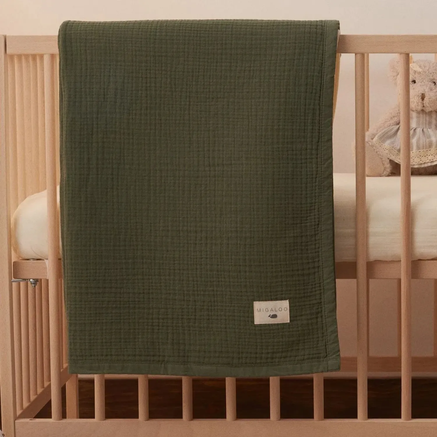 Mixi Baby Müslin Örtü Dört Katlı 90x120 cm Haki