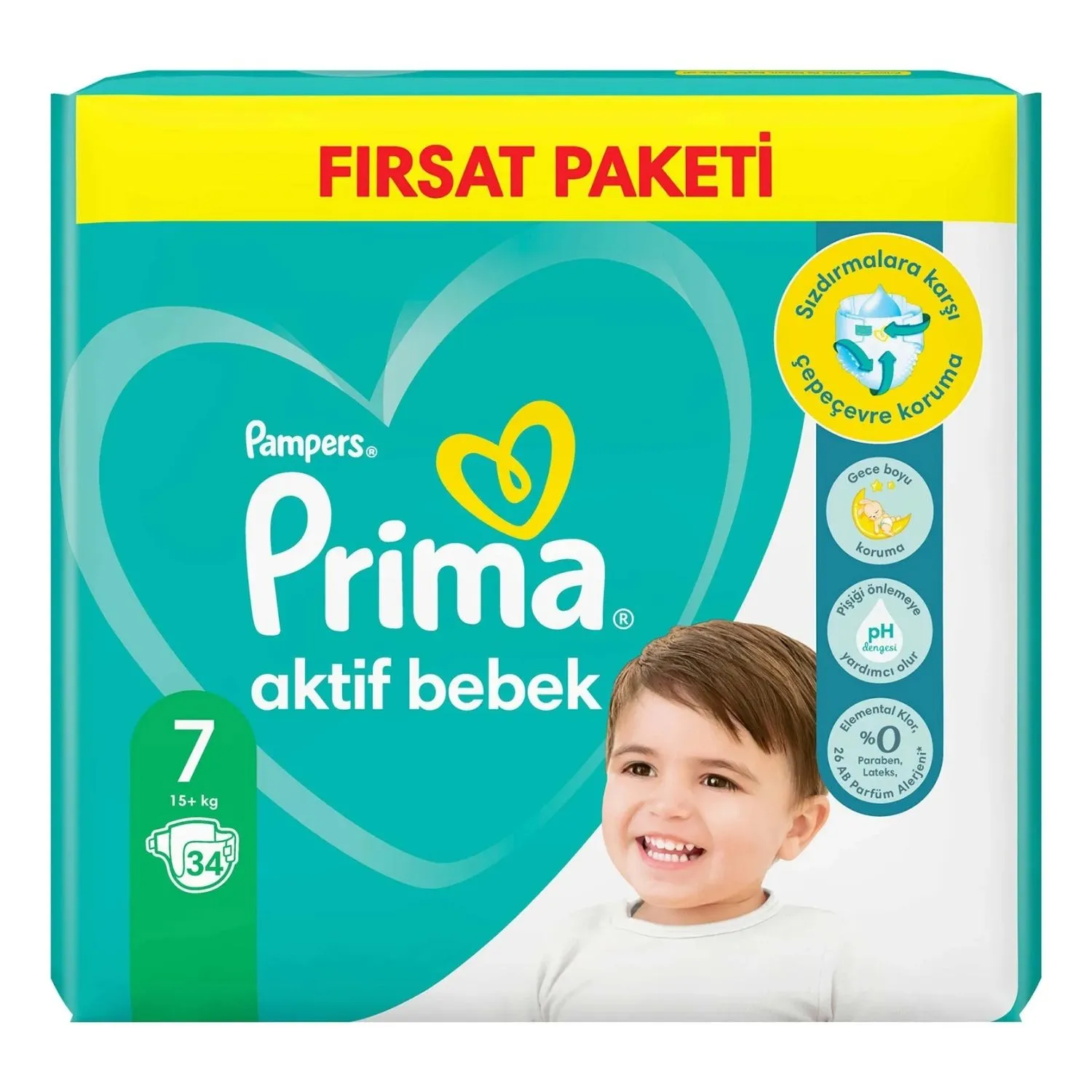 Prima Aktif Bebek Bezi 7 Beden 34lü Fırsat Paket 