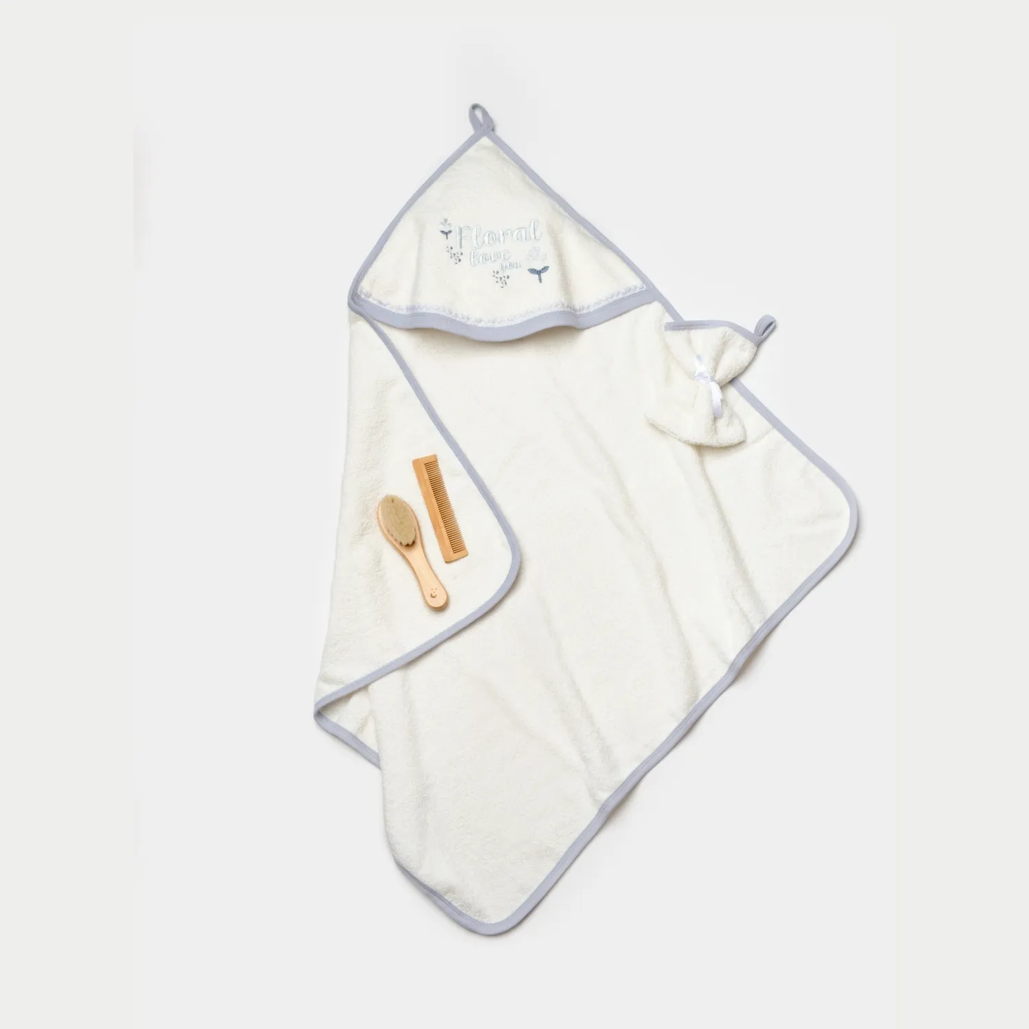 Bibaby Organik Bornoz Love Floral Ekru - Lila