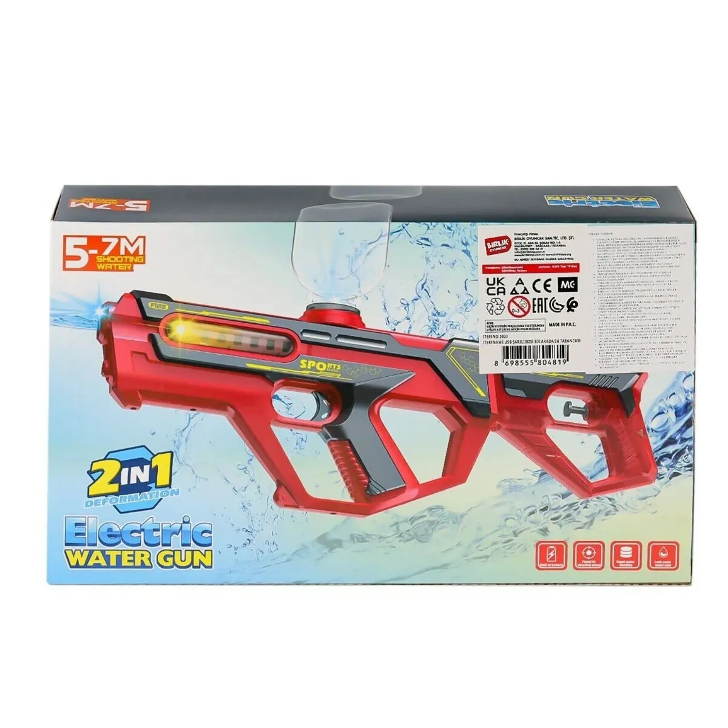 2 In1 Su Tabancası Usb Şarjlı