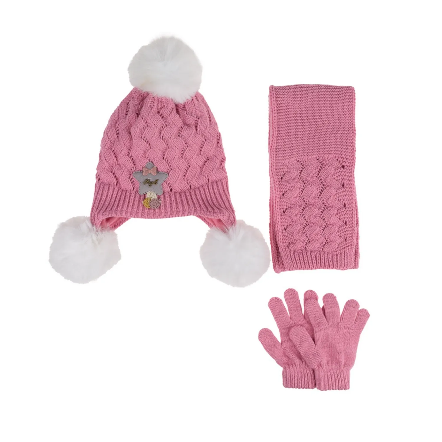 Kitti Eldiven Atkı Bere Takım 1-4Yaş Pembe Asortili