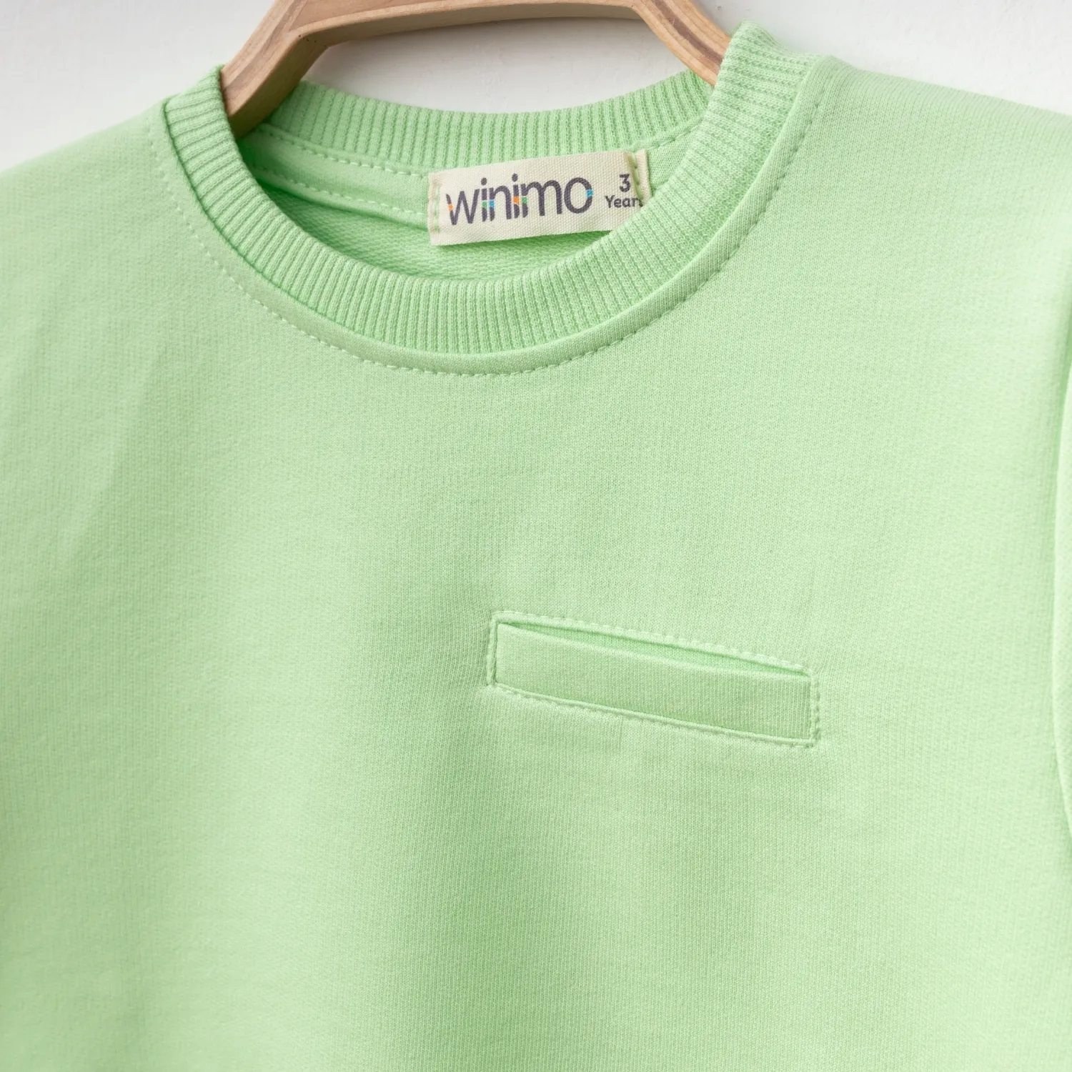 Winimo Sweatshirt Parçalı Basic Fıstık Yeşili