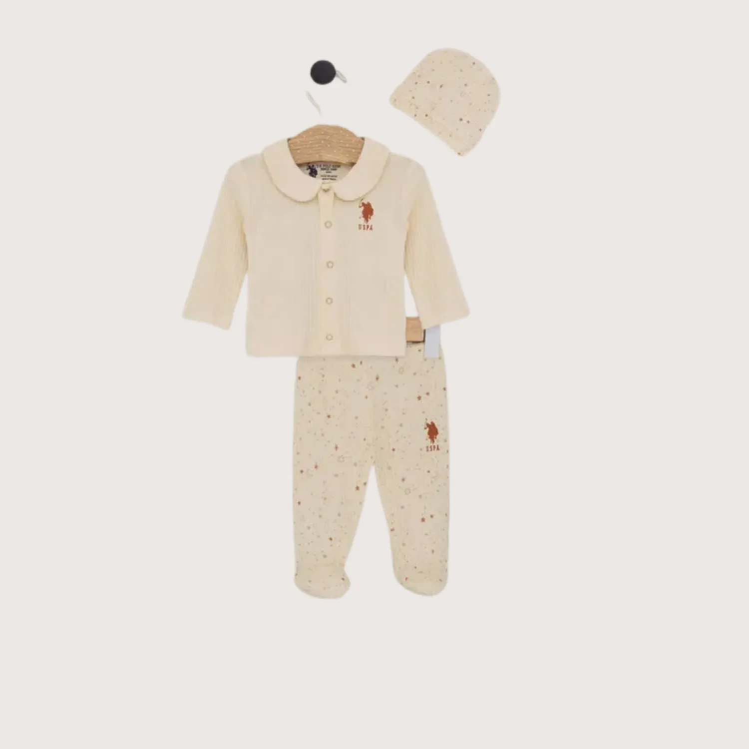 U.S. Polo 3lü Takım Patikli Krem