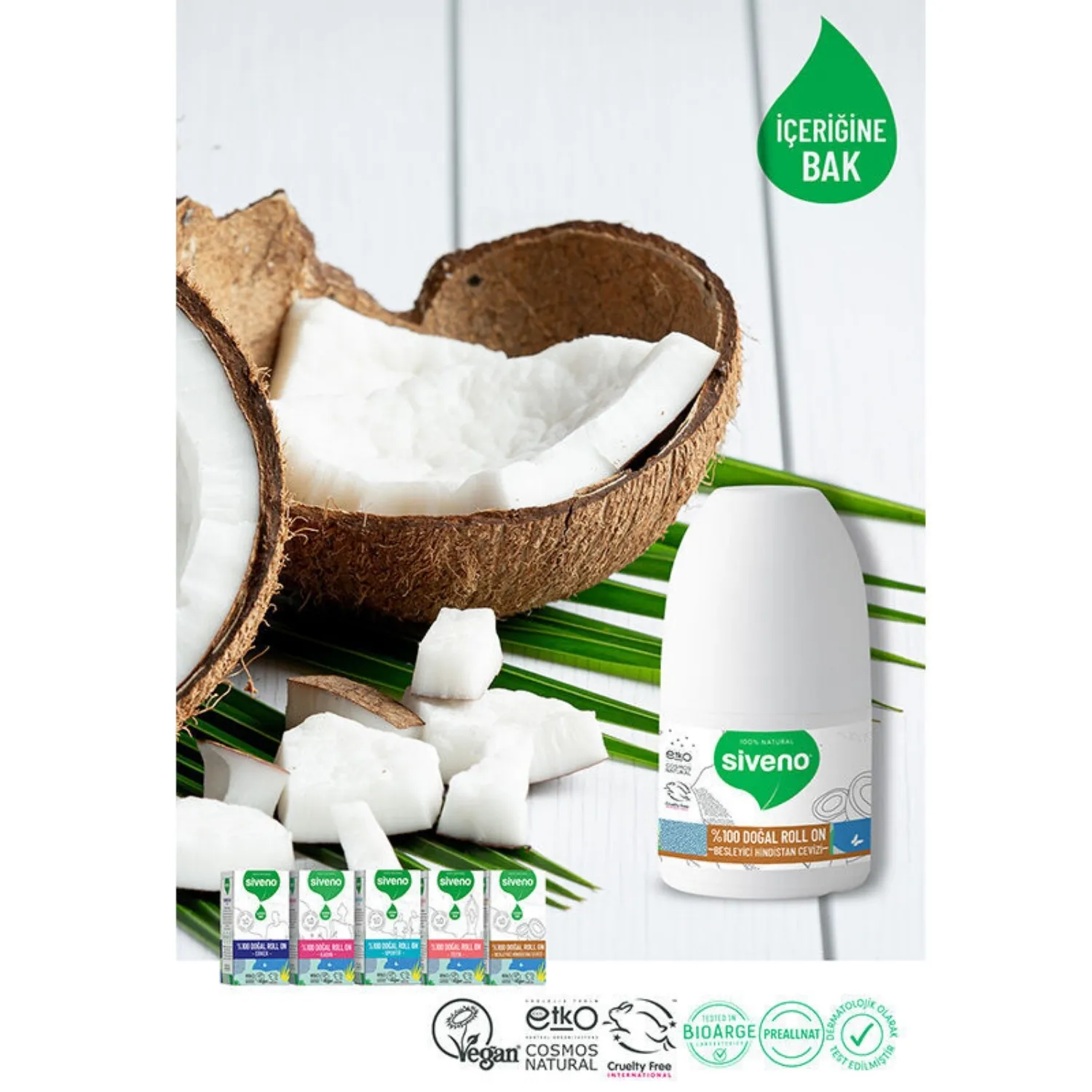Siveno %100 Doğal Roll-On Besleyici Hindistan Cevizi 50 ml 