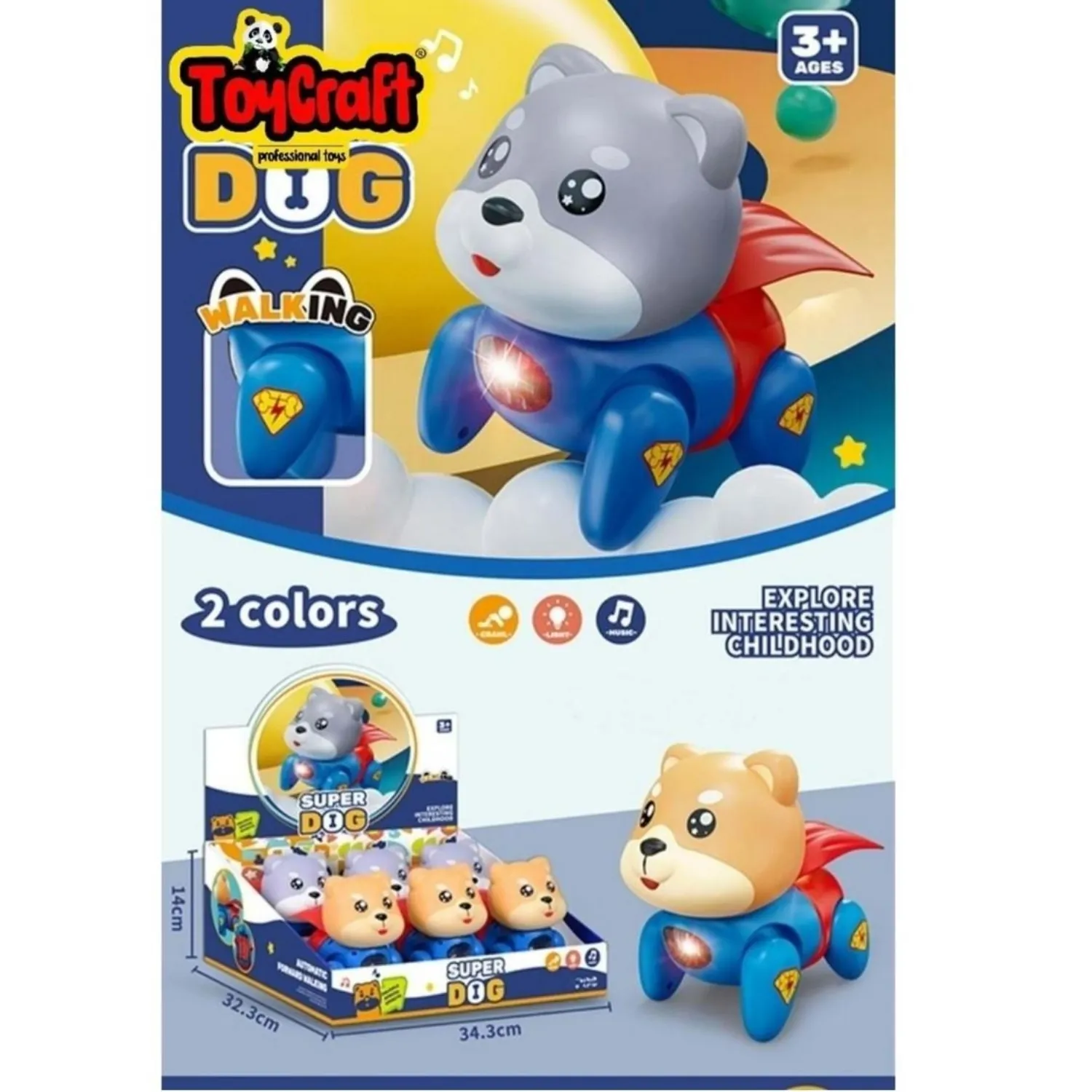 Toycraft Display 6 Lı Işıklı Müzikli Süperdog Köpek 