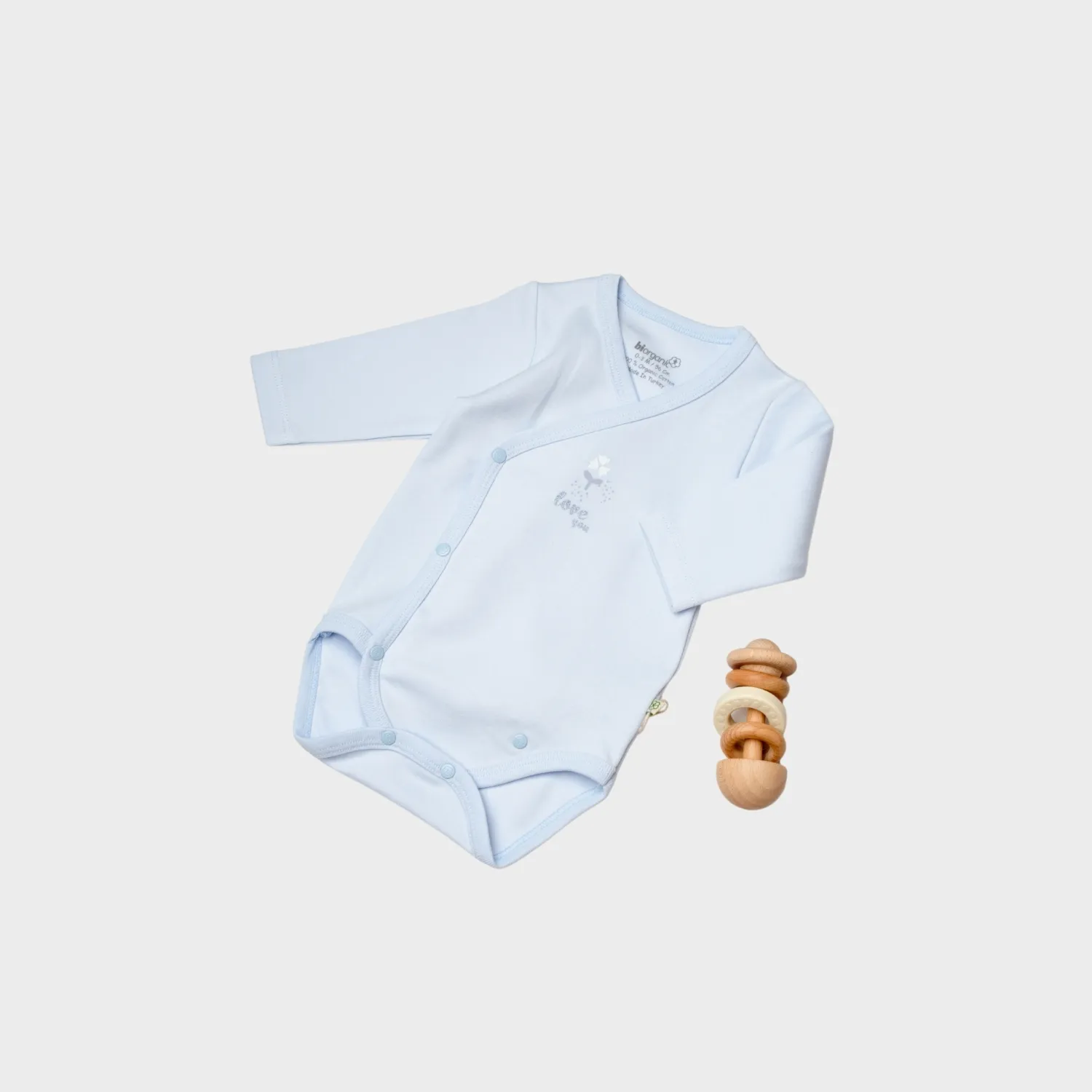 Bibaby Organik Body Kruvaze Love Floral Ekru - Lila