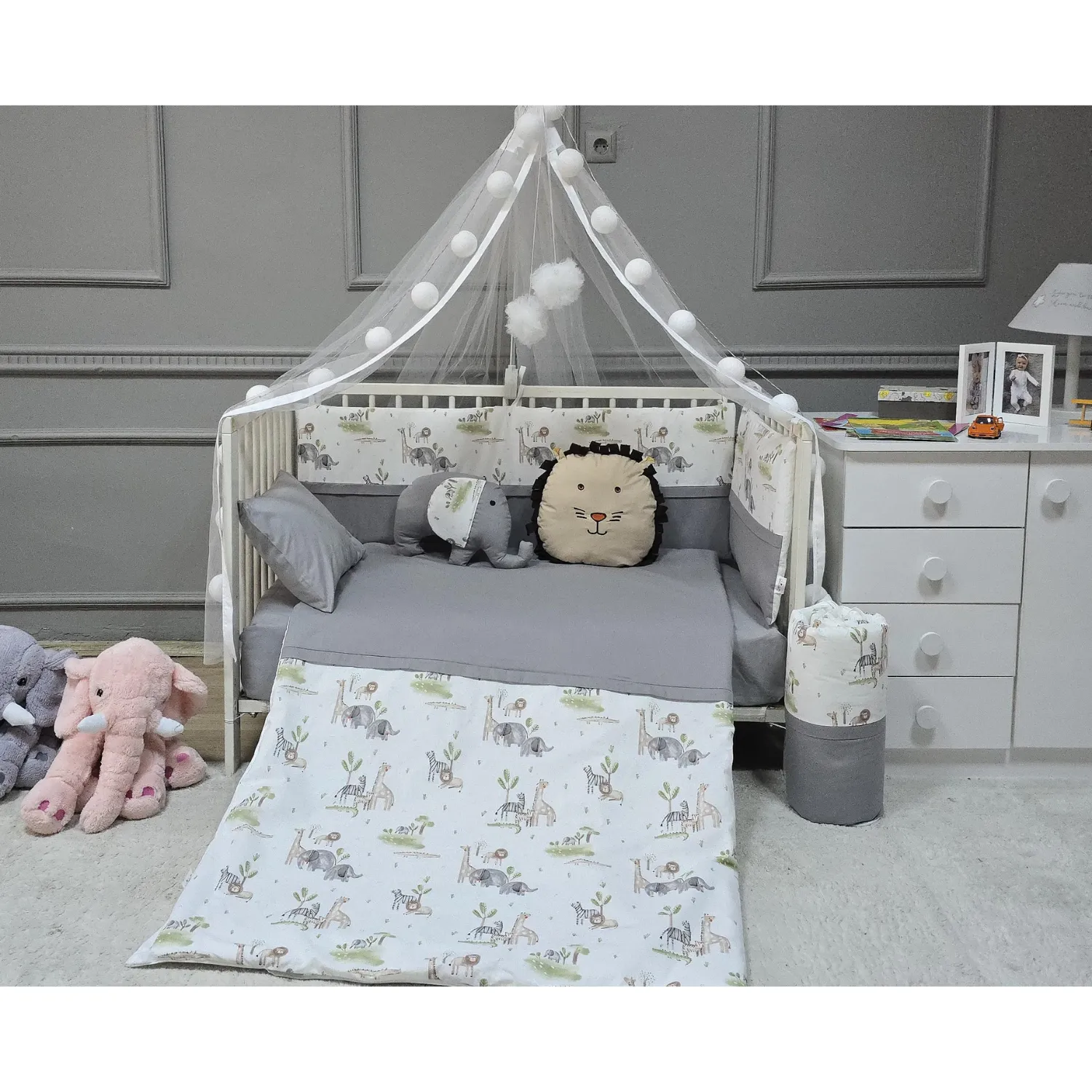 Yuar Baby Yan Duvarlı Beşik Uyku Seti Gri Amazon
