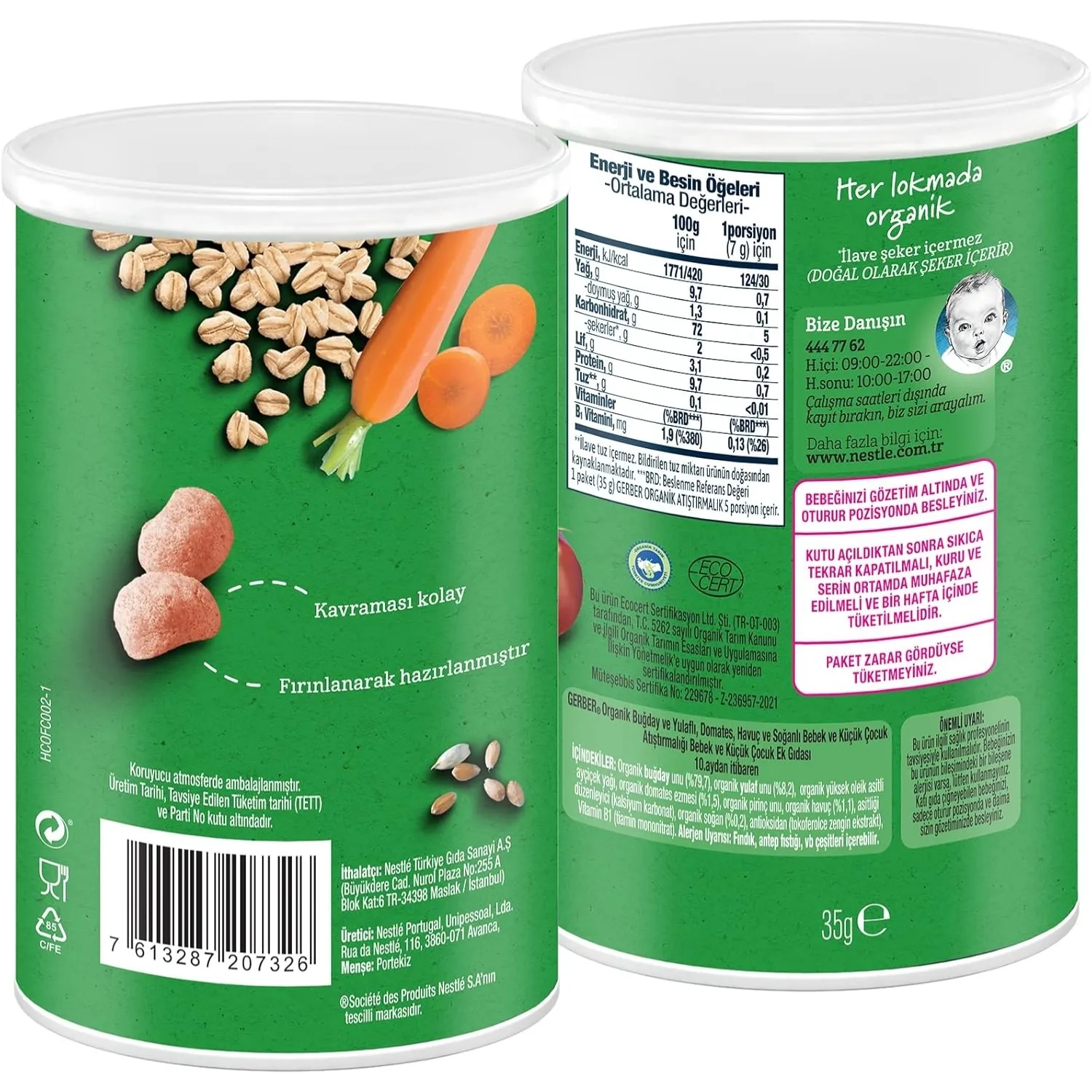 Gerber Organik Buğday Ve Yulaf Bebek Atıştırmalığı 35 gr *7