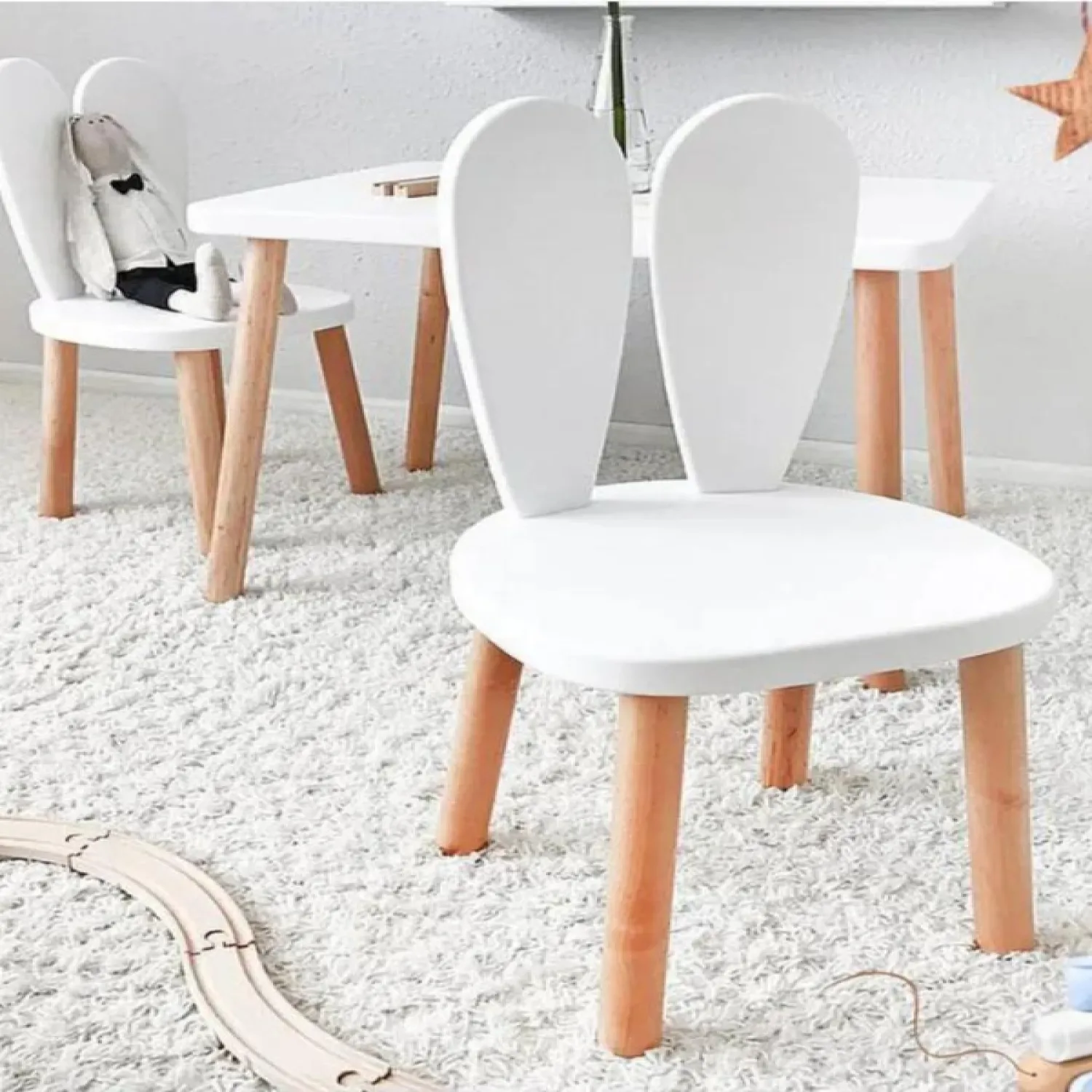 Bee Smart 2 Sandalyeli Masa Seti Beyaz Naturel 