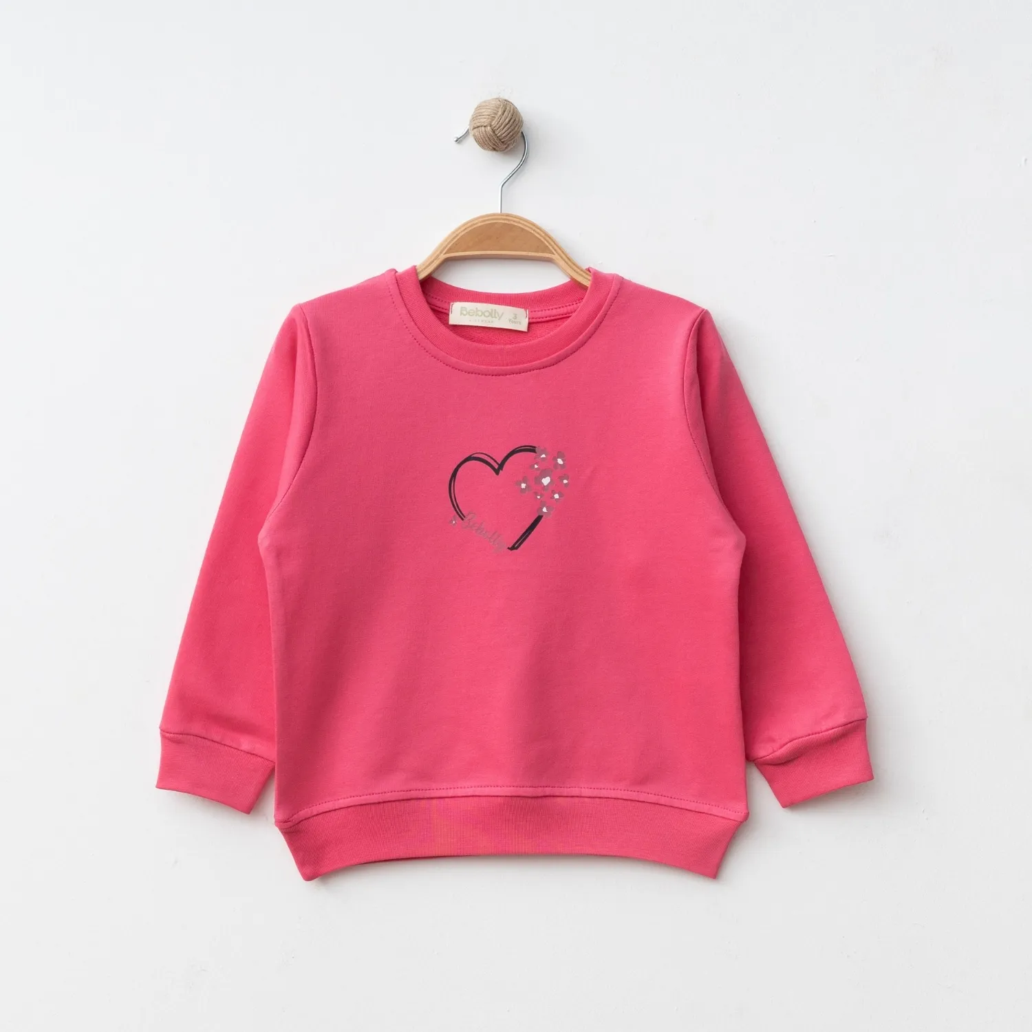 Bebolly Sweatshirt Kalp Baskılı Fuşya