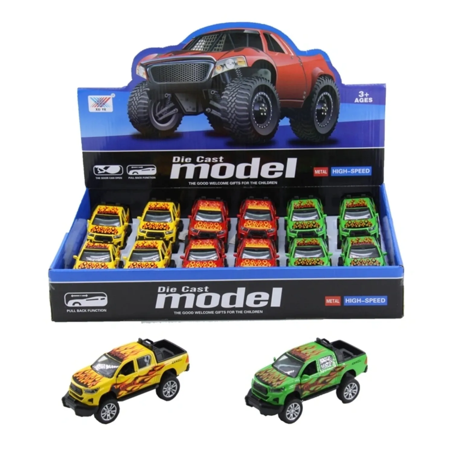 Ateşli Yüksek Picup Çekbırak Metal Araba Ateşli Yüksek Picup Çekbırak Metal Araba