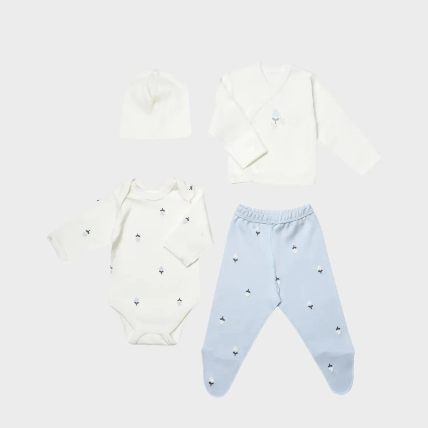Bibaby Organik Zıbın Takımı 4lü Love Floral Ekru - Lila