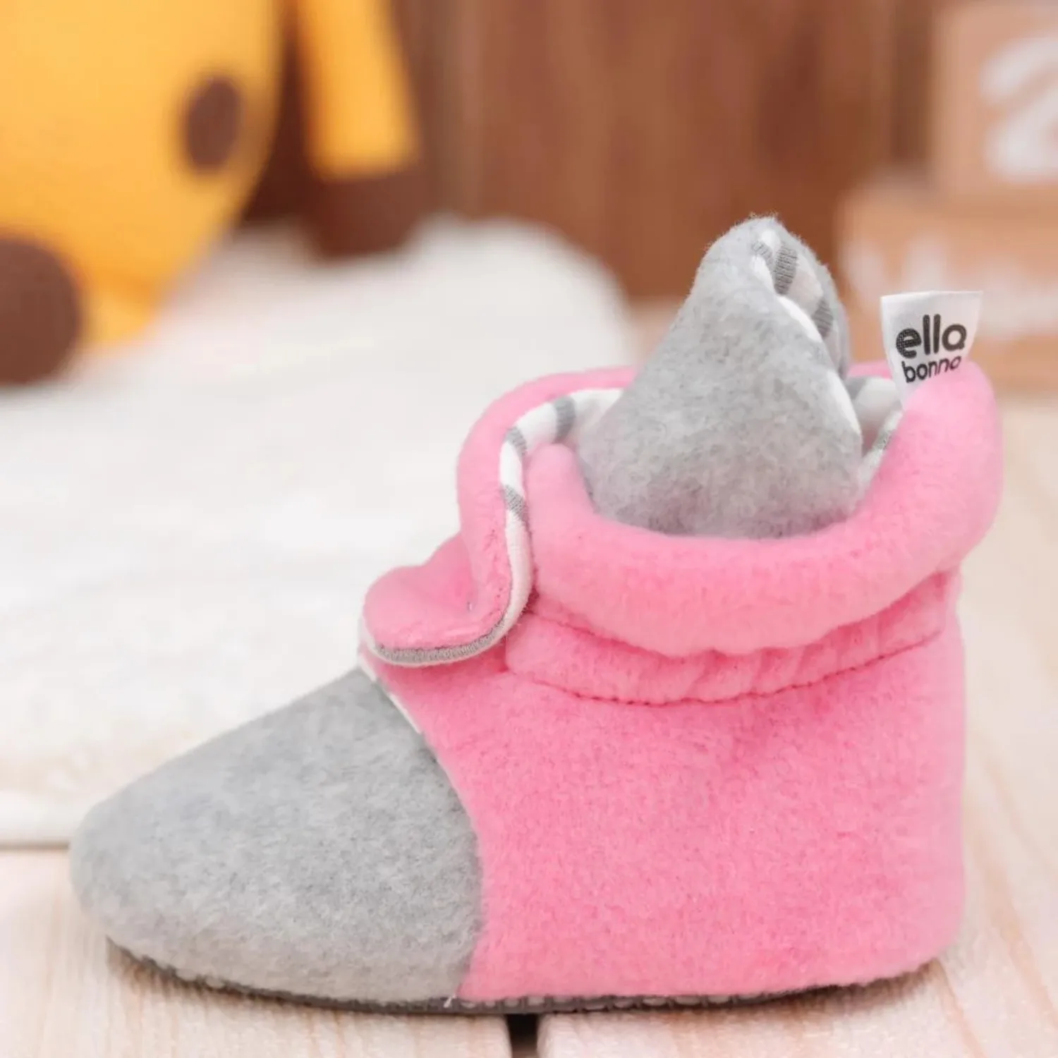 Ella Bonna Panduf Kaydırmaz Taban Gri - Pembe