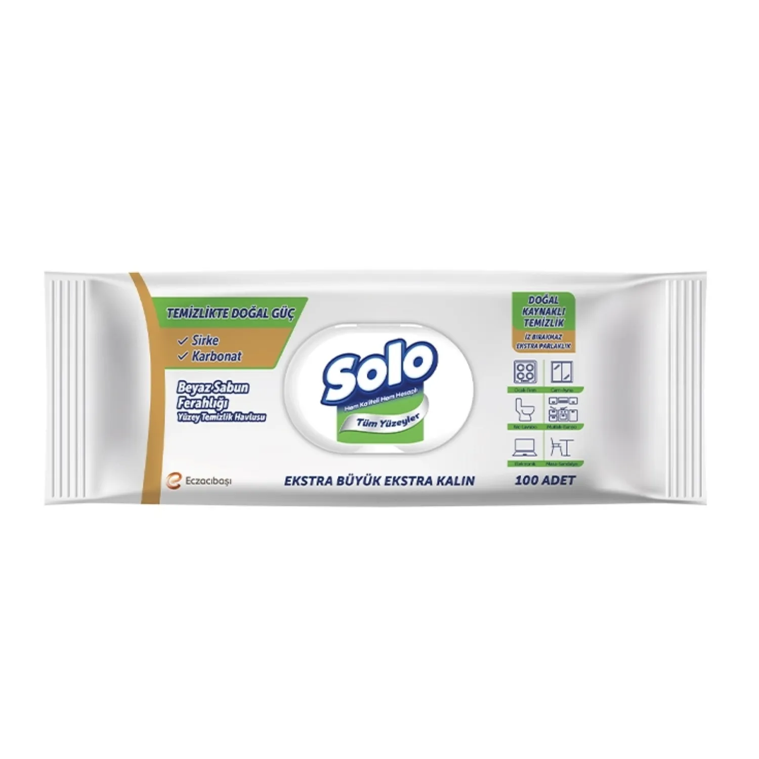 Solo XL Yüzey Temizlik Havlusu Doğal Güç Beyaz Sabun 100lü