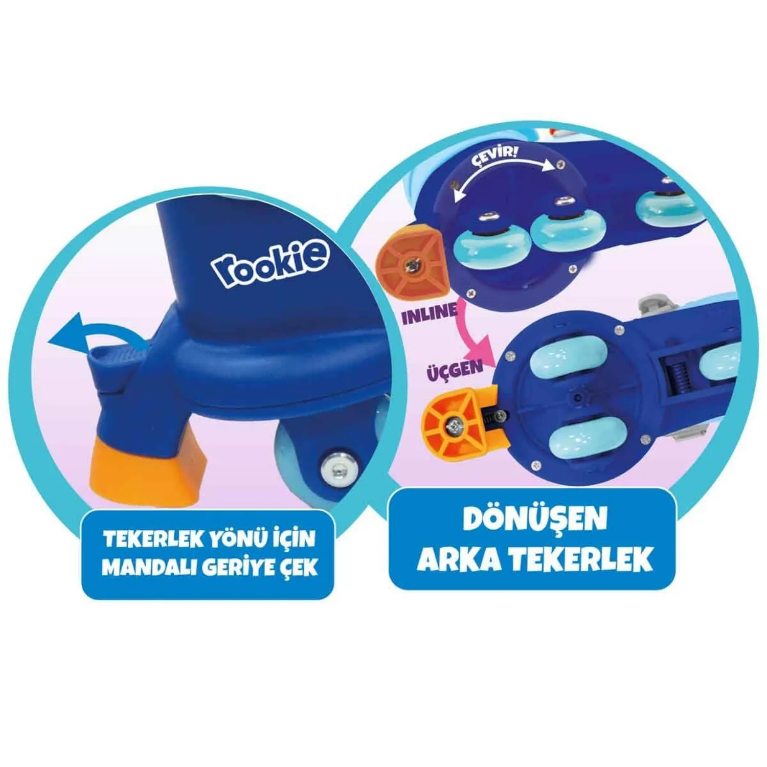 Ayarlanabilir Dönüşen Tekerlekli 2 IN 1 Twisty Paten Mavi