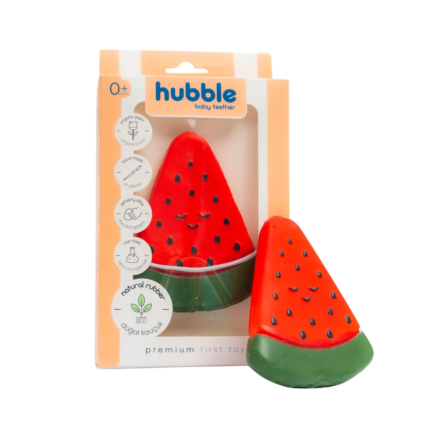 Hubble Doğal Bebek Diş Kaşıyıcı Ve Oyuncağı Karpuz