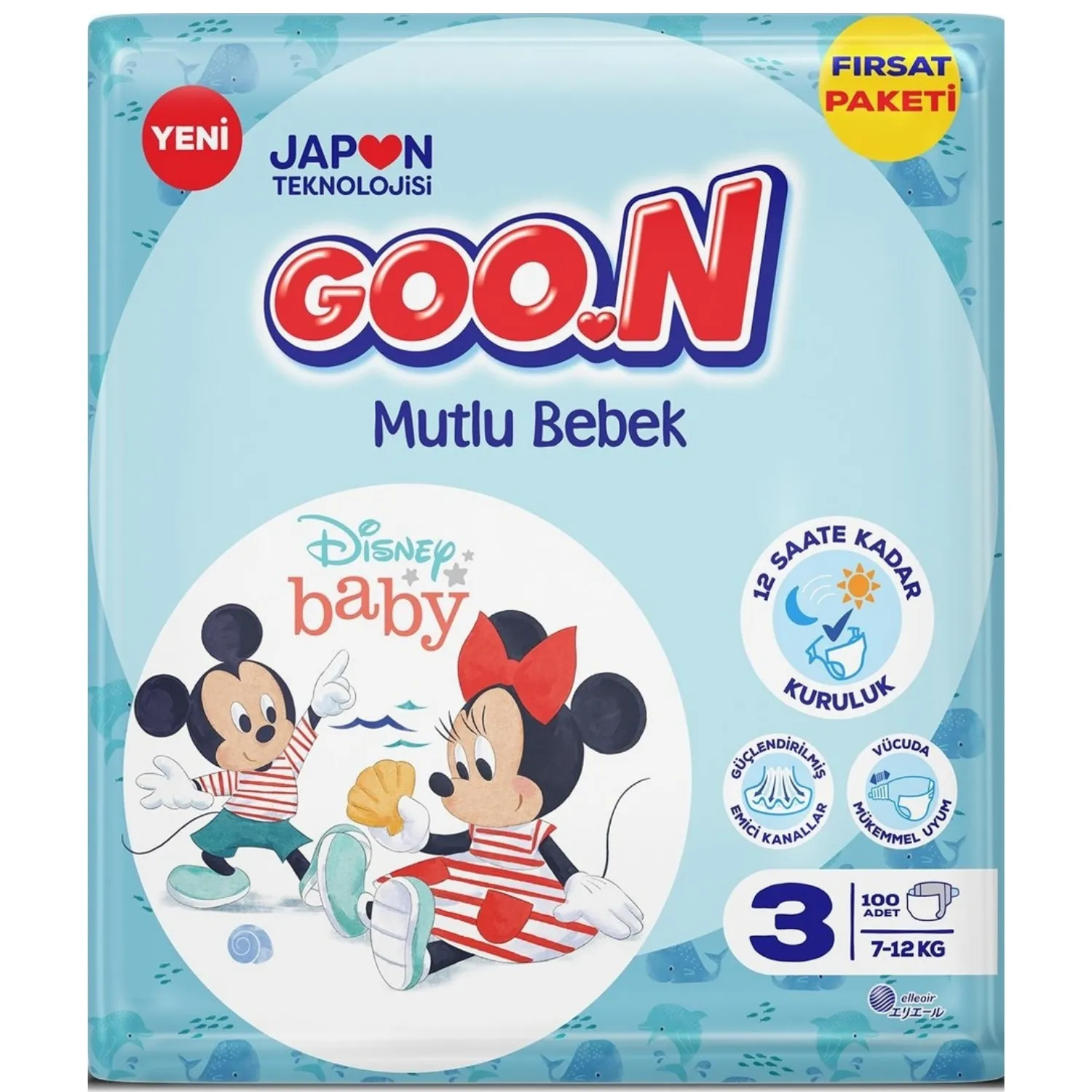 Goon Mutlu Bebek Bebek Bezi 3 Beden 7-12 Kg 100lü Aylık Fırsat Paketi