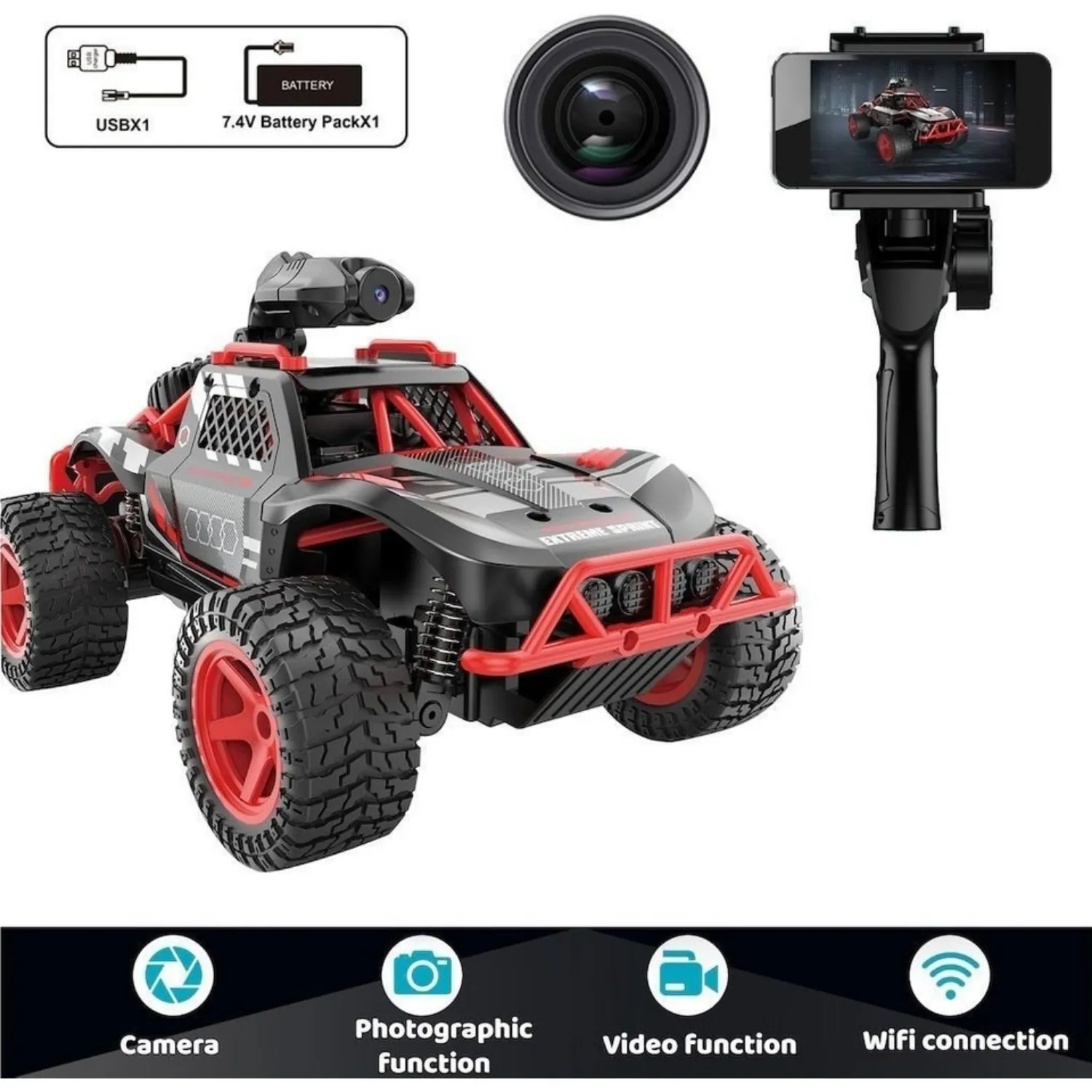 Vardem Uzaktan Kumandalı Full Fonksiyon Şarjlı 2.4G Kameralı Off Road Araba