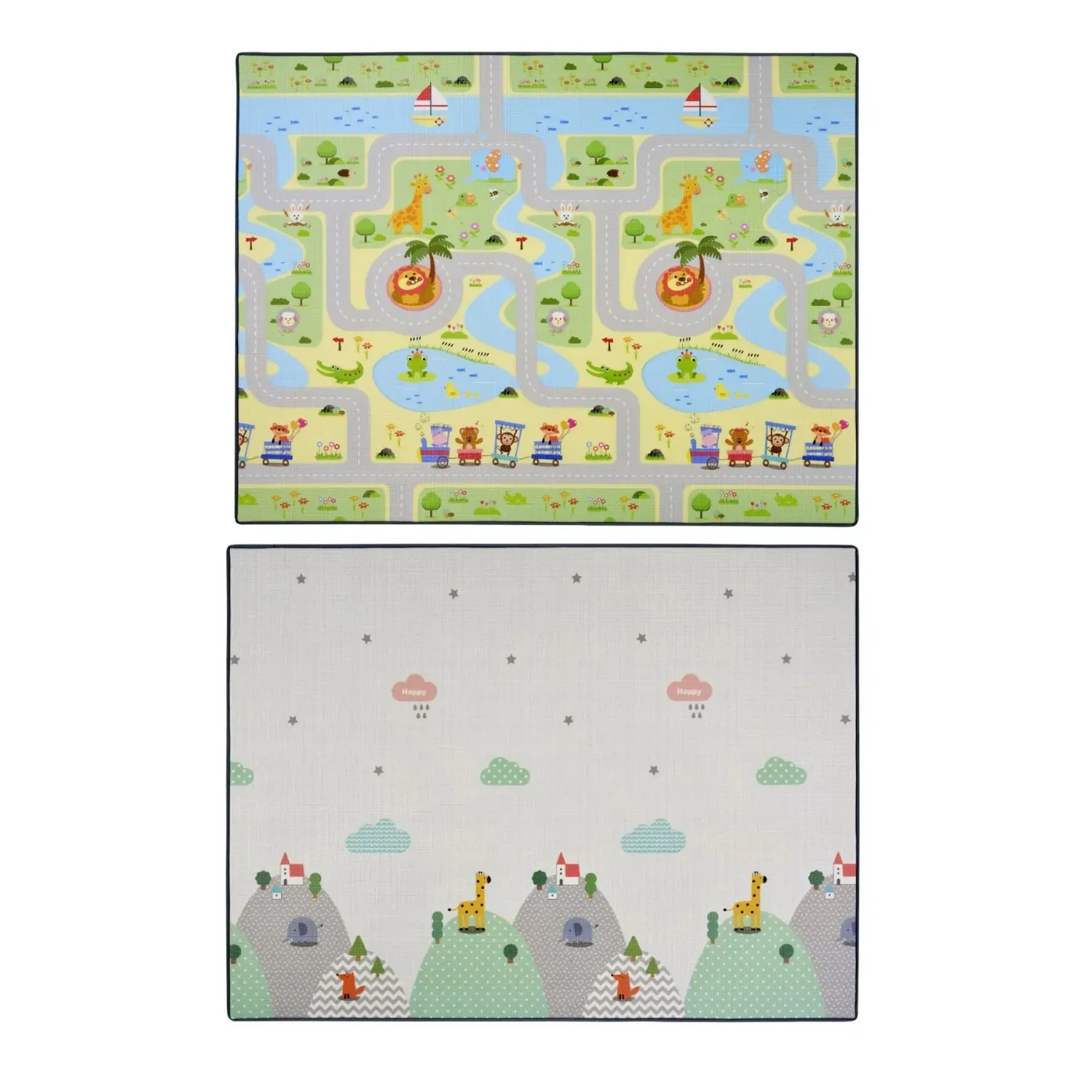Coolmats Yeşil Parkur-Bulutlar ve Dağlar Oyun Halısı 140x100x1