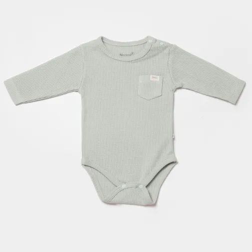 Bibaby Unisex Organik Body Uzun Kol Waffle Smile Mint