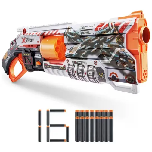 X-Shot Skins Lock Blaster Sünger Dart Atan Tabanca 56 Cm 16 Dartlı