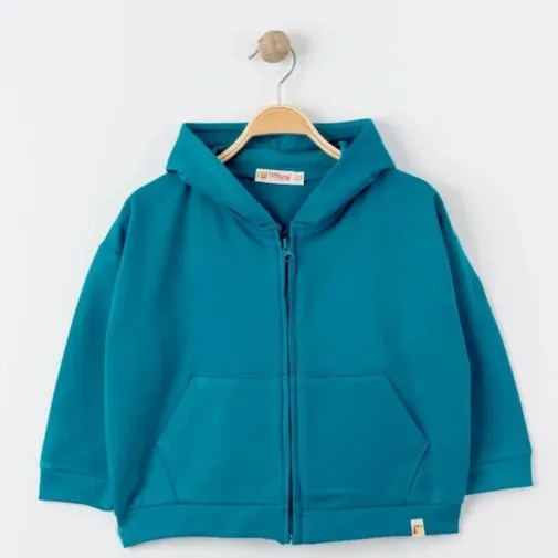 Tiffany Çocuk Sweatshirt Kapüşonlu Oversize Theme Turkuaz