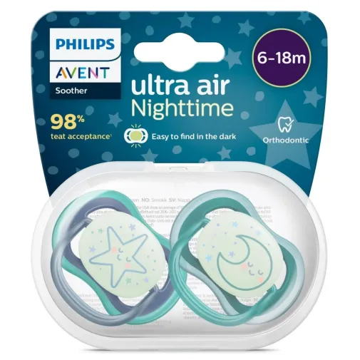 Philips Avent Ultra Air Gece Emzik 6-18 Ay 2Li Erkek  Scf376/13