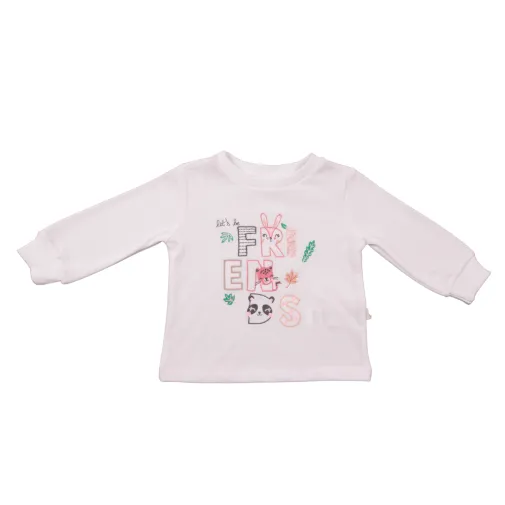 Mini Damla Çocuk Sweatshirt Friend Beyaz