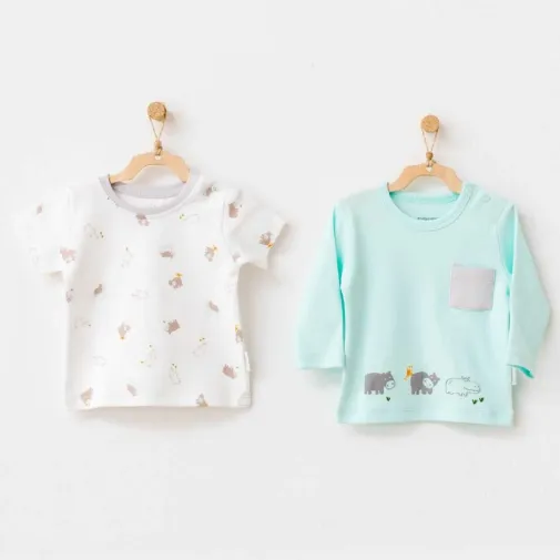 Andy Wawa Erkek T-Shirt 2Li Hippo Mint
