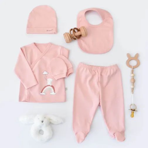 Bibaby Unisex Organik Hastane Çıkışı 5Li Live Color Rabbit Somon