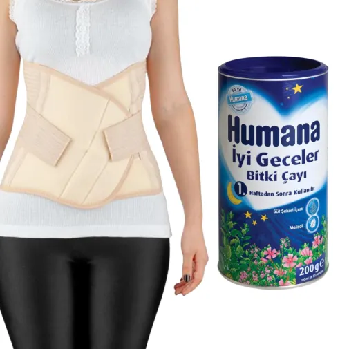 Babyjem Doğum Sonrası Balenli Toparlayıcı Korse Krem+Humana İyi Geceler Çayı 200 Gr