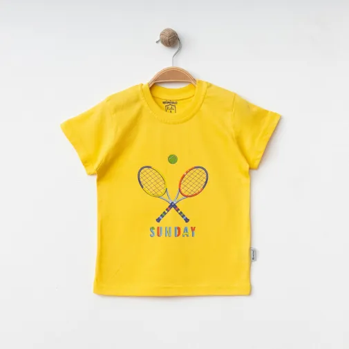 Winimo Çocuk T-Shirt Tenis Raketi Baskılı Sarı Unisex Sarı