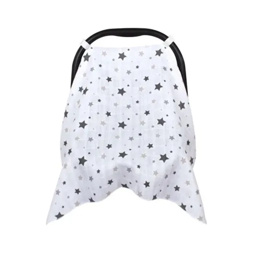 Sevi Bebe Müslin Ana Kucağı Örtüsü Yıldız Yağmuru Gri