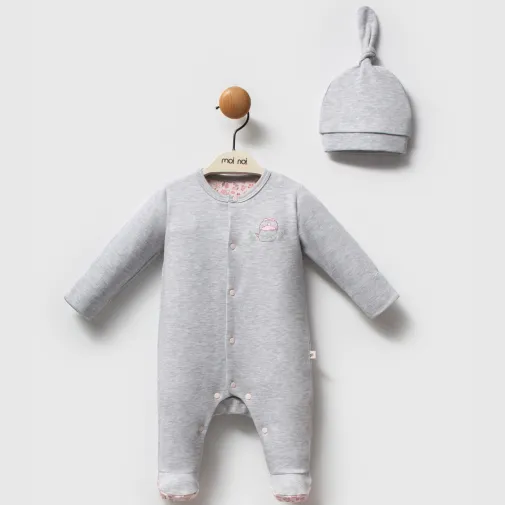 Moi Noi Kız Tulum Şapka Takım Tea Gri